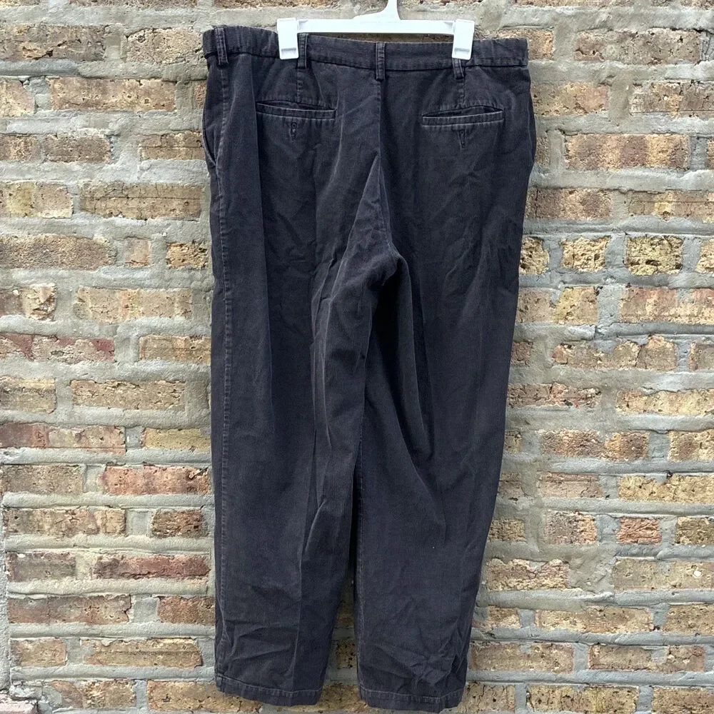Croft & Barrow Men’s Black Cotton Twill Pleated Classic Fit Corduroy‎ Pants 38W
